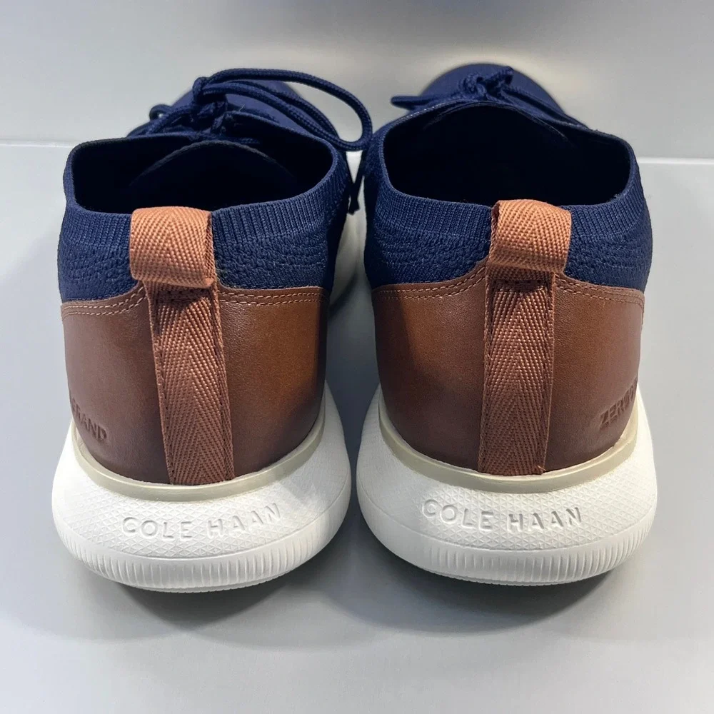 Cole Haan Zerogrand Omni Navy Blue knit Brown leather Oxford Sneaker 11.5 shoe